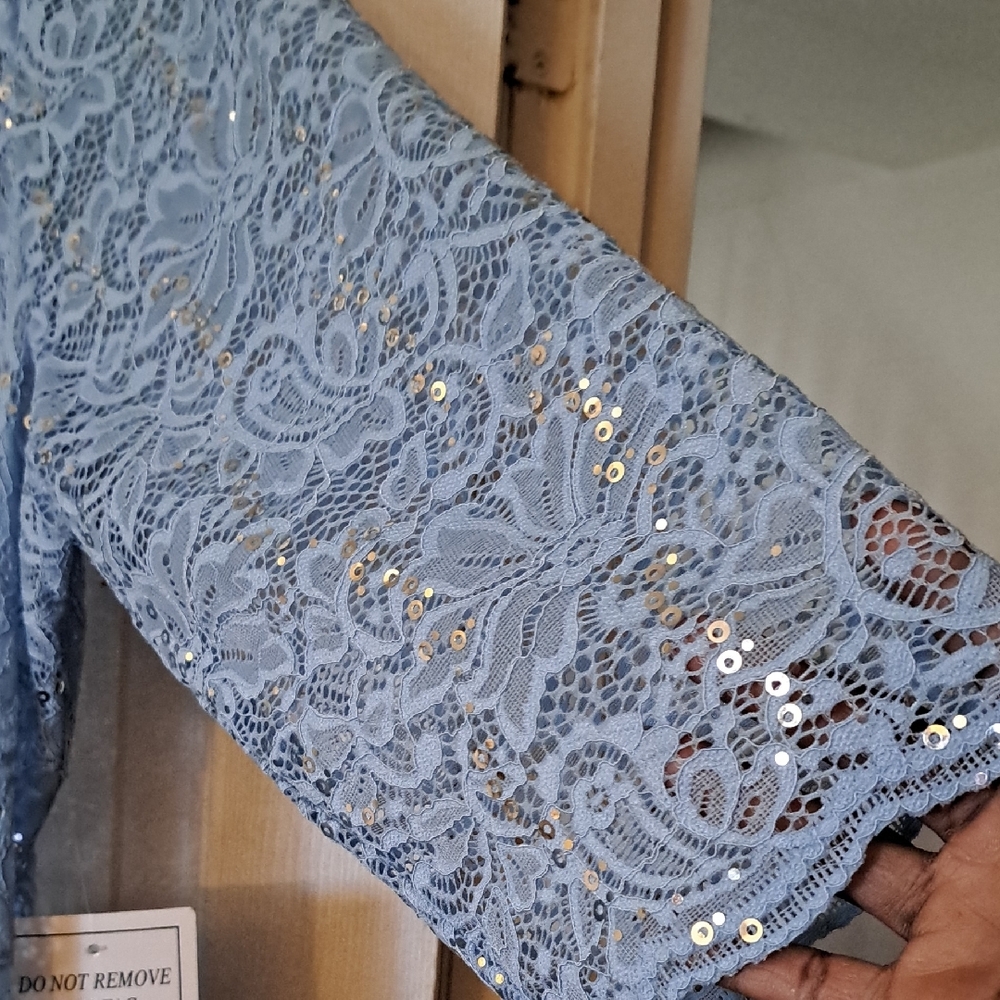 Roaman's Light Blue Lace Robe - Picture 3 of 4